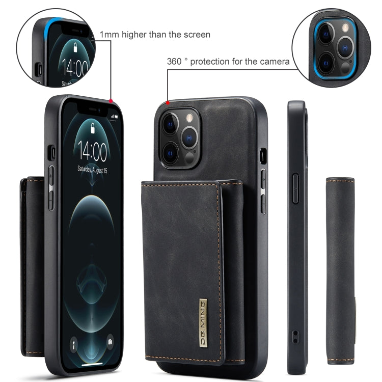 For iPhone 12 Pro Max DG.MING M1 Series 3-Fold Multi Card Wallet + Magnetic Back Cover Shockproof Case with Holder Function(Black) - HoMEdemic™ 
