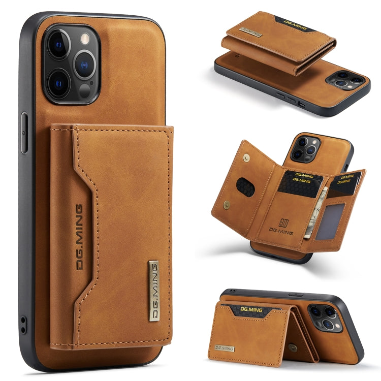 For iPhone 12 / 12 Pro DG.MING M2 Series 3-Fold Multi Card Bag + Magnetic Back Cover Shockproof Case with Wallet & Holder Function(Brown) - HoMEdemic™ 