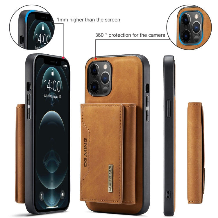 For iPhone 12 / 12 Pro DG.MING M2 Series 3-Fold Multi Card Bag + Magnetic Back Cover Shockproof Case with Wallet & Holder Function(Brown) - HoMEdemic™ 