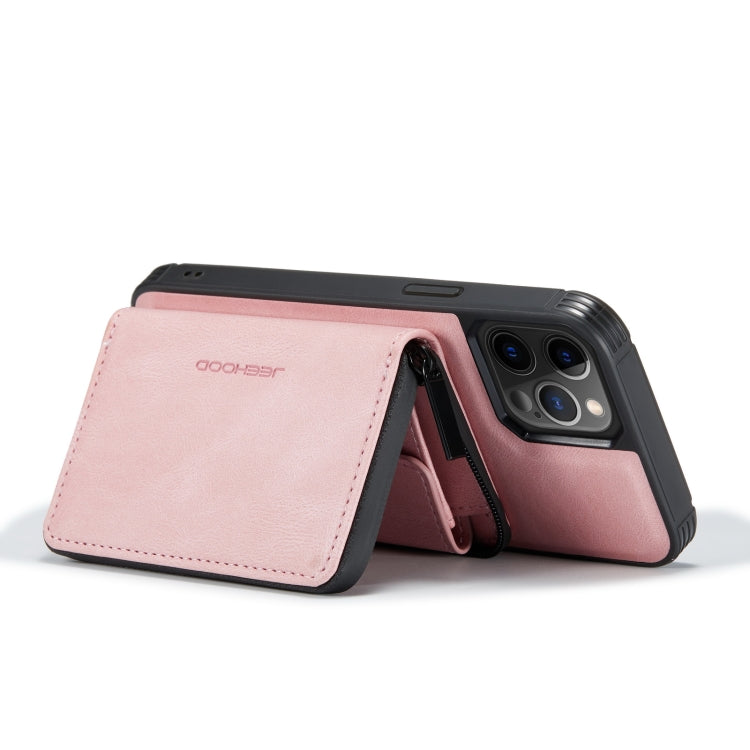 For iPhone 12 / 12 Pro JEEHOOD Magnetic Zipper Horizontal Flip Leather Case with Holder & Card Slot & Wallet(Pink) - HoMEdemic™ 