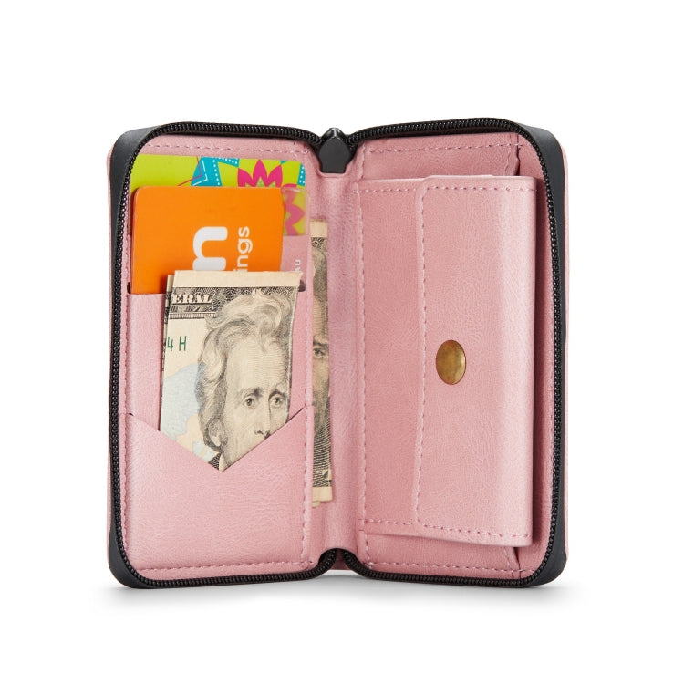 For iPhone 12 / 12 Pro JEEHOOD Magnetic Zipper Horizontal Flip Leather Case with Holder & Card Slot & Wallet(Pink) - HoMEdemic™ 