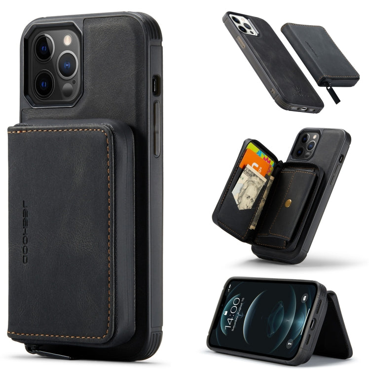 For iPhone 12 / 12 Pro JEEHOOD Magnetic Zipper Horizontal Flip Leather Case with Holder & Card Slot & Wallet(Black) - HoMEdemic™ 