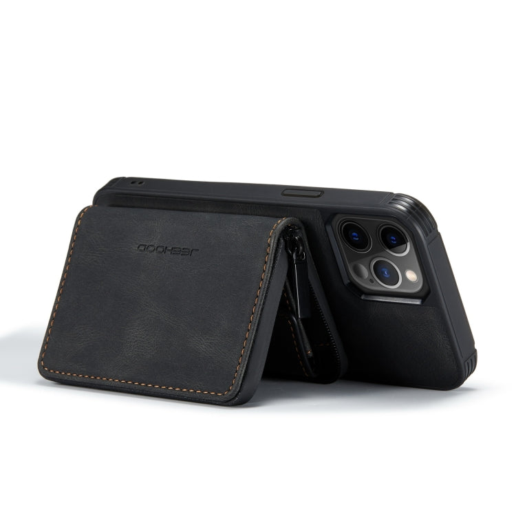 For iPhone 12 / 12 Pro JEEHOOD Magnetic Zipper Horizontal Flip Leather Case with Holder & Card Slot & Wallet(Black) - HoMEdemic™ 