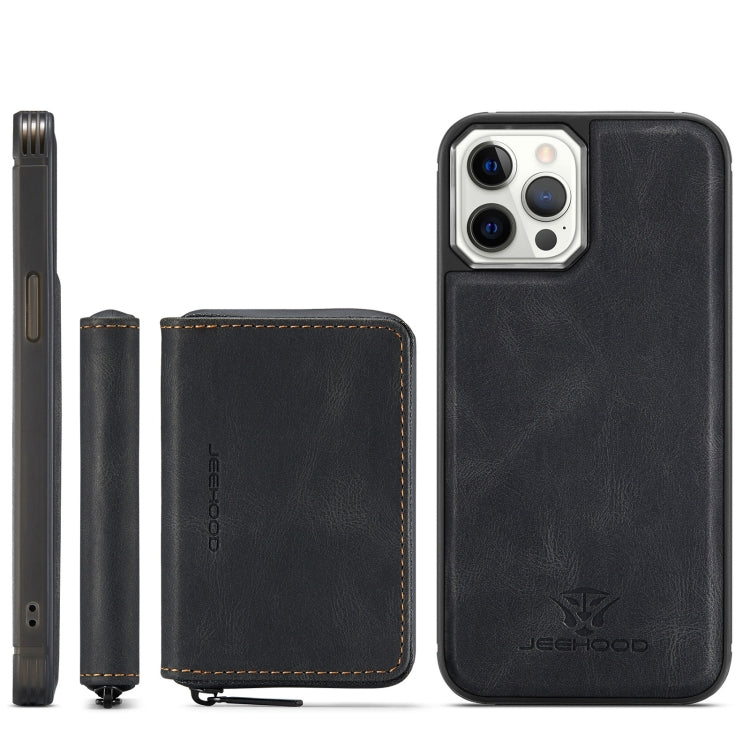 For iPhone 12 / 12 Pro JEEHOOD Magnetic Zipper Horizontal Flip Leather Case with Holder & Card Slot & Wallet(Black) - HoMEdemic™ 