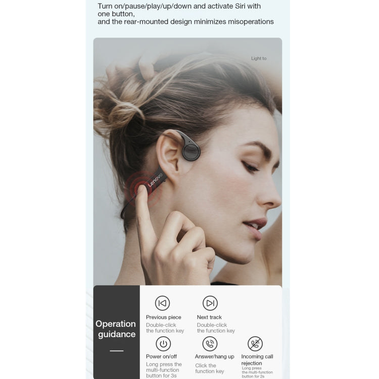 Lenovo X4 Bluetooth 5.0 Waterproof Bone Conduction Wireless Bluetooth Earphone(Black) - HoMEdemic™ 