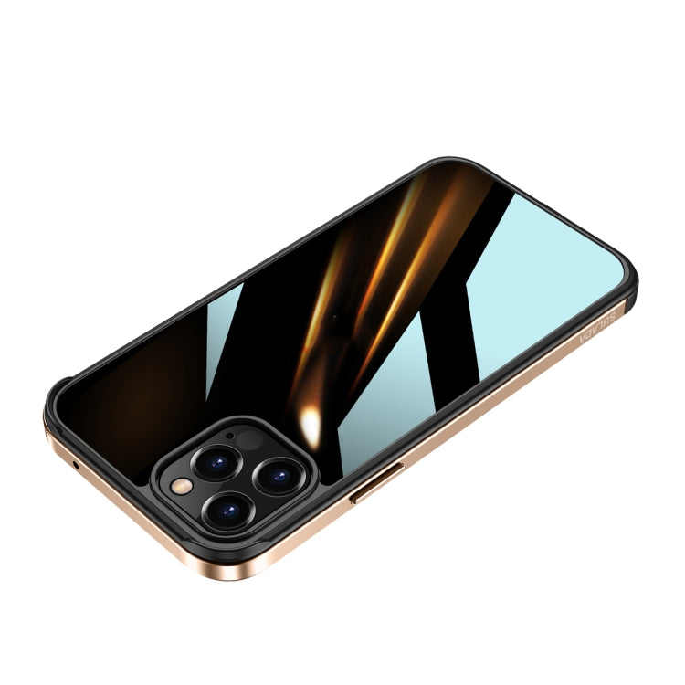 For iPhone 11 Pro Max SULADA Shockproof Aviation Aluminum Metal Frame + Nano Glass + TPU Protective Case (Gold) - HoMEdemic™ 