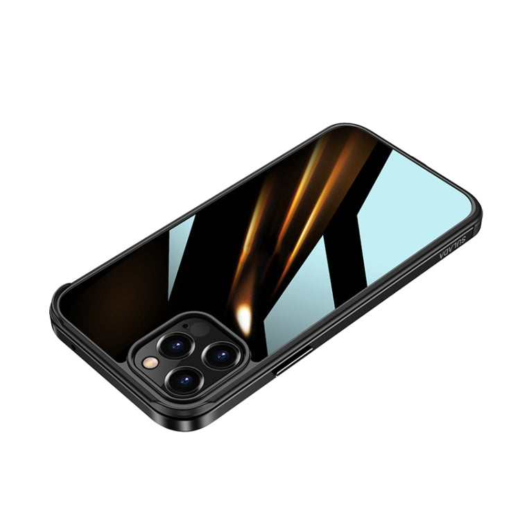 For iPhone 11 Pro Max SULADA Shockproof Aviation Aluminum Metal Frame + Nano Glass + TPU Protective Case (Black) - HoMEdemic™ 