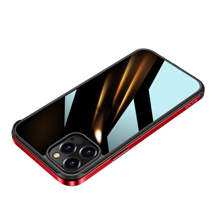 For iPhone 11 Pro Max SULADA Shockproof Aviation Aluminum Metal Frame + Nano Glass + TPU Protective Case (Red) - HoMEdemic™ 