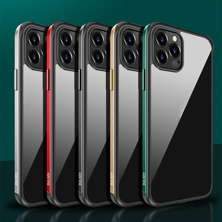 For iPhone 11 Pro Max SULADA Shockproof Aviation Aluminum Metal Frame + Nano Glass + TPU Protective Case (Red) - HoMEdemic™ 