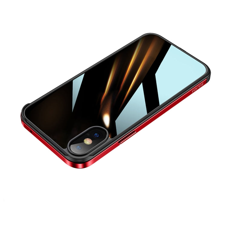 For iPhone X / XS SULADA Shockproof Aviation Aluminum Metal Frame + Nano Glass + TPU Protective Case(Red) - HoMEdemic™ 