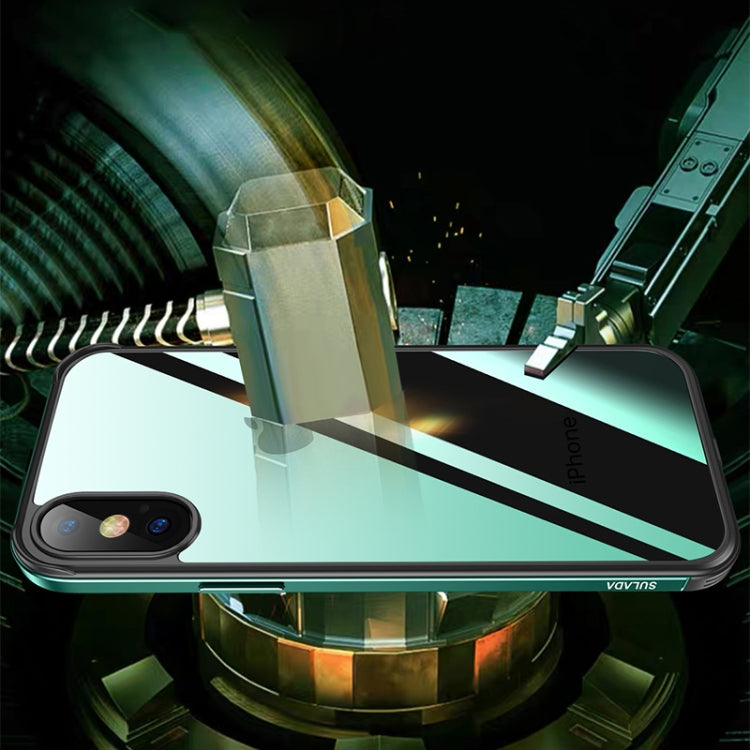 For iPhone XS Max SULADA Shockproof Aviation Aluminum Metal Frame + Nano Glass + TPU Protective Case(Dark Blue) - HoMEdemic™ 