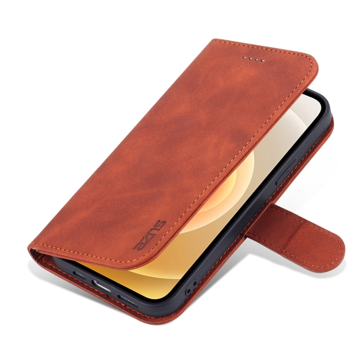 For iPhone 12 Pro Max AZNS Skin Feel Calf Texture Horizontal Flip Leather Case with Card Slots & Holder & Wallet(Brown) - HoMEdemic™ 