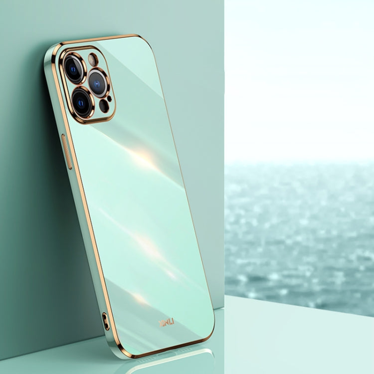 For iPhone 12 Pro Max XINLI Straight Edge 6D Electroplate TPU Phone Case(Mint Green) - HoMEdemic™ 