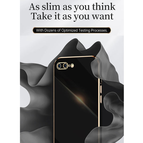 XINLI Straight Edge 6D Electroplate TPU Phone Case with Ring Holder For iPhone 8 Plus / 7 Plus(Black) - HoMEdemic™ 