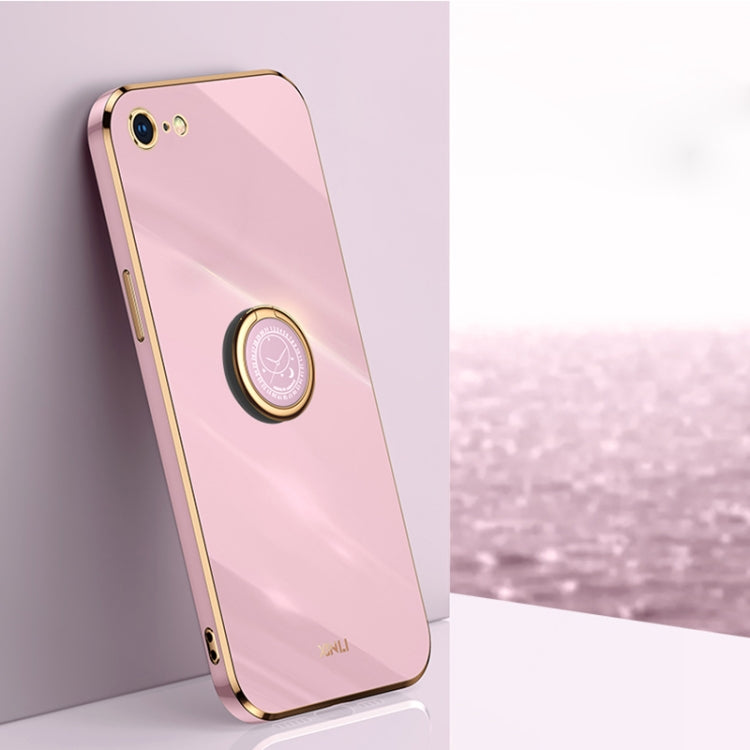 For iPhone SE 2022 / SE 2020 / 8 / 7 XINLI Straight Edge 6D Electroplate TPU Phone Case with Ring Holder(Cherry Purple) - HoMEdemic™ 
