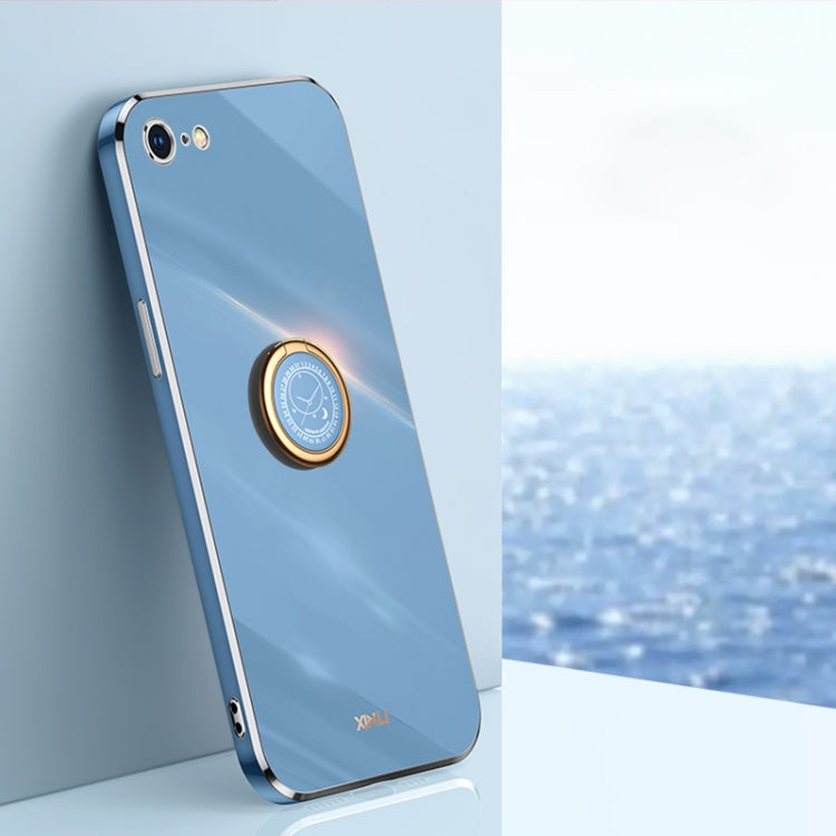 For iPhone SE 2022 / SE 2020 / 8 / 7 XINLI Straight Edge 6D Electroplate TPU Phone Case with Ring Holder(Celestial Blue) - HoMEdemic™ 