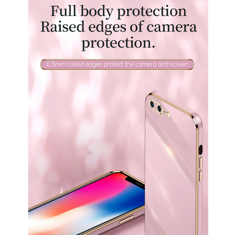 For iPhone SE 2022 / SE 2020 / 8 / 7 XINLI Straight Edge 6D Electroplate TPU Phone Case with Ring Holder(Pink) - HoMEdemic™ 