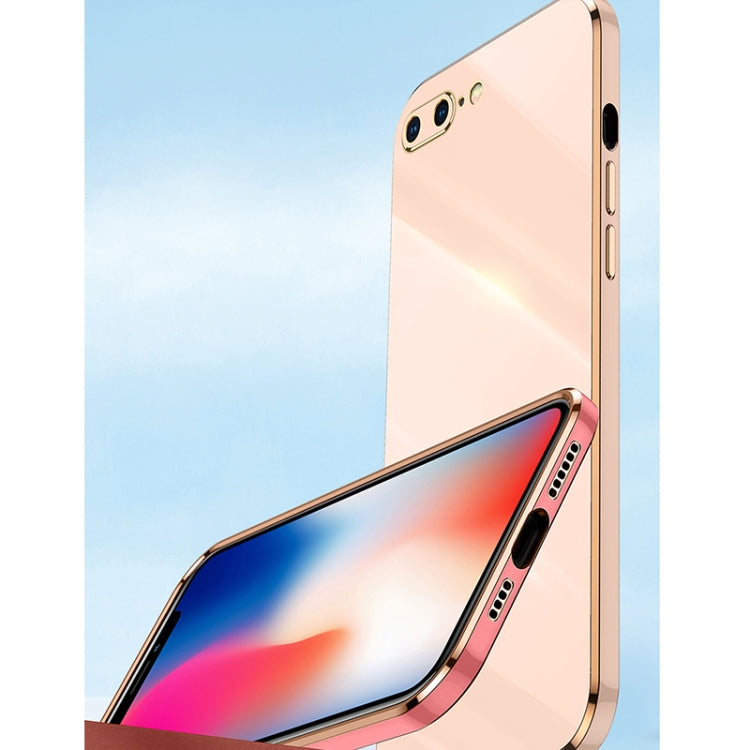 For iPhone SE 2022 / SE 2020 / 8 / 7 XINLI Straight Edge 6D Electroplate TPU Phone Case with Ring Holder(Pink) - HoMEdemic™ 