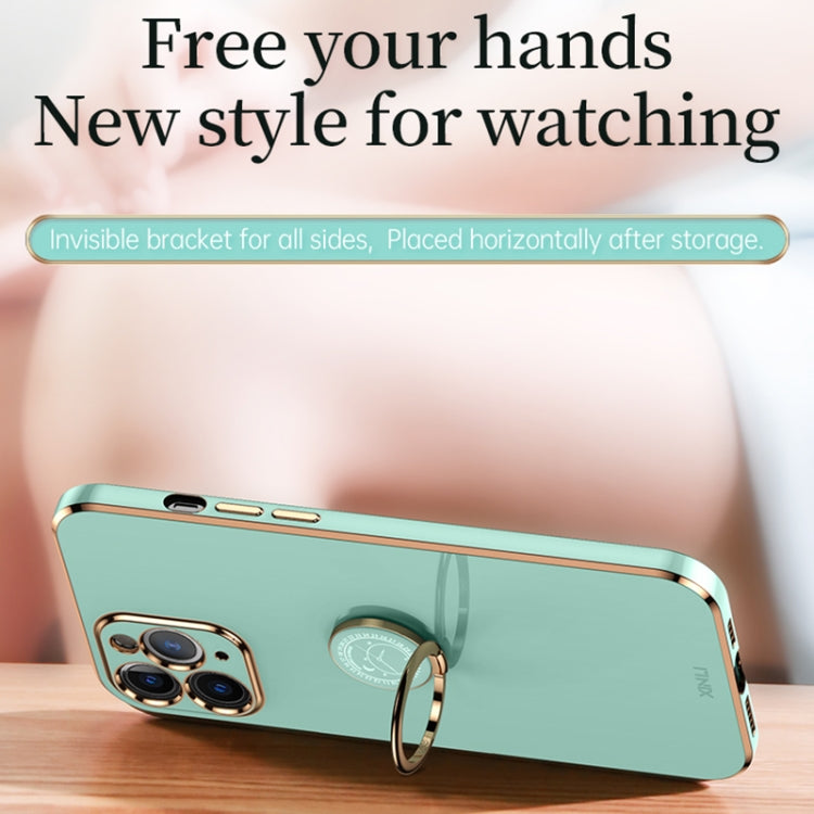 For iPhone 11 Pro XINLI Straight Edge 6D Electroplate TPU Phone Case with Ring Holder (Pink) - HoMEdemic™ 