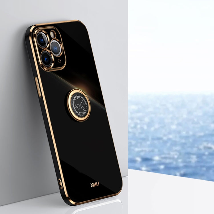 For iPhone 11 Pro Max XINLI Straight Edge 6D Electroplate TPU Phone Case with Ring Holder (Black) - HoMEdemic™ 