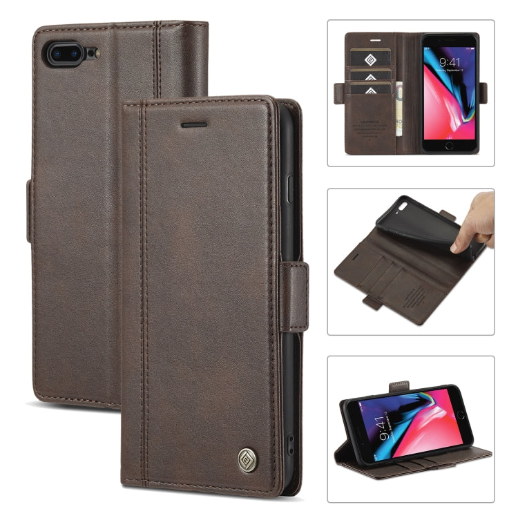 LC.IMEEKE Magnetic Buckle PU + TPU Horizontal Flip Leather Case with Holder & Card Slots & Wallet For iPhone 8 Plus & 7 Plus(Coffee) - HoMEdemic™ 
