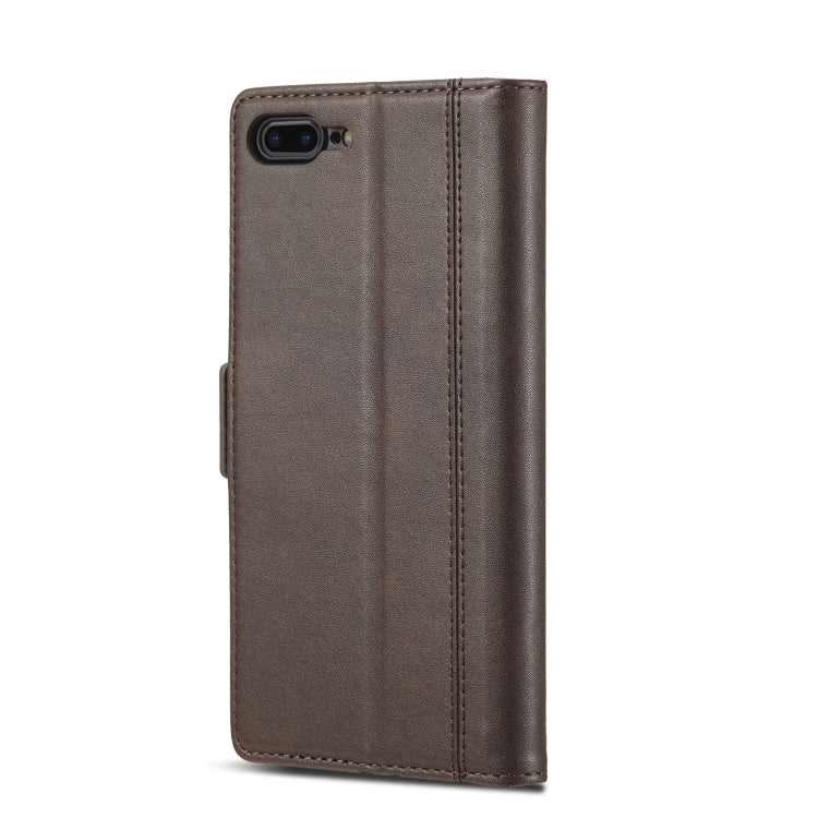 LC.IMEEKE Magnetic Buckle PU + TPU Horizontal Flip Leather Case with Holder & Card Slots & Wallet For iPhone 8 Plus & 7 Plus(Coffee) - HoMEdemic™ 