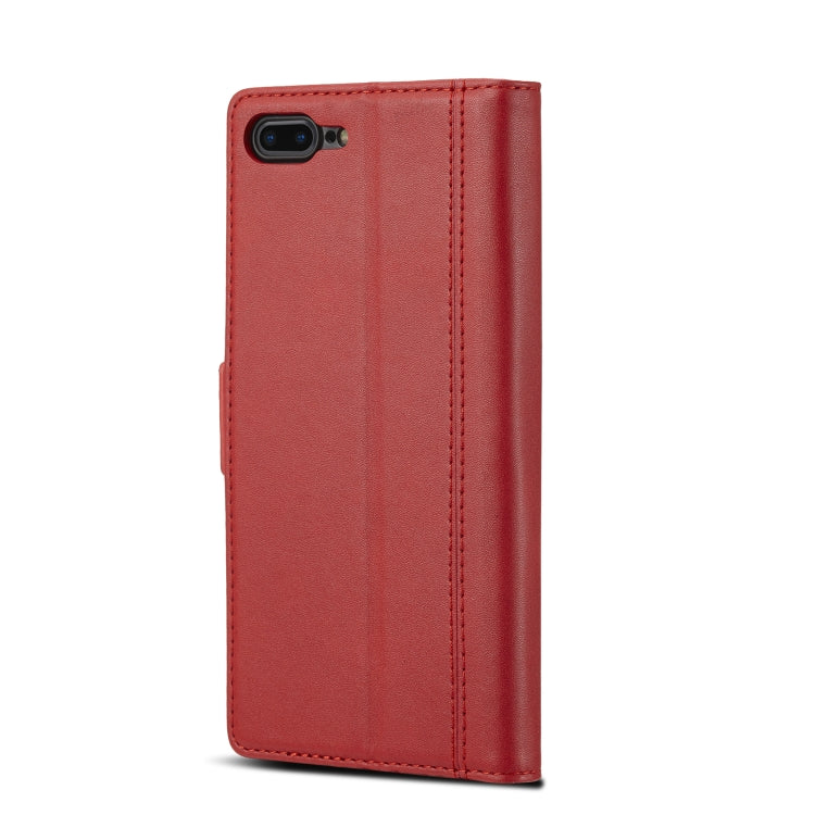 LC.IMEEKE Magnetic Buckle PU + TPU Horizontal Flip Leather Case with Holder & Card Slots & Wallet For iPhone 8 Plus & 7 Plus(Red) - HoMEdemic™ 