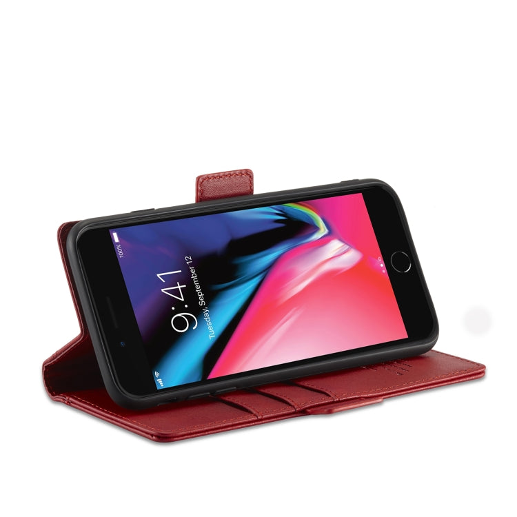 LC.IMEEKE Magnetic Buckle PU + TPU Horizontal Flip Leather Case with Holder & Card Slots & Wallet For iPhone 8 Plus & 7 Plus(Red) - HoMEdemic™ 