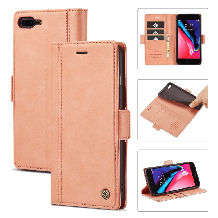 LC.IMEEKE Magnetic Buckle PU + TPU Horizontal Flip Leather Case with Holder & Card Slots & Wallet For iPhone 8 Plus & 7 Plus(Rose Gold) - HoMEdemic™ 