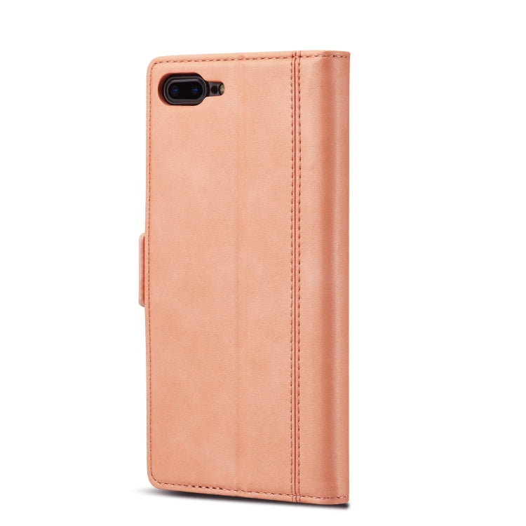 LC.IMEEKE Magnetic Buckle PU + TPU Horizontal Flip Leather Case with Holder & Card Slots & Wallet For iPhone 8 Plus & 7 Plus(Rose Gold) - HoMEdemic™ 