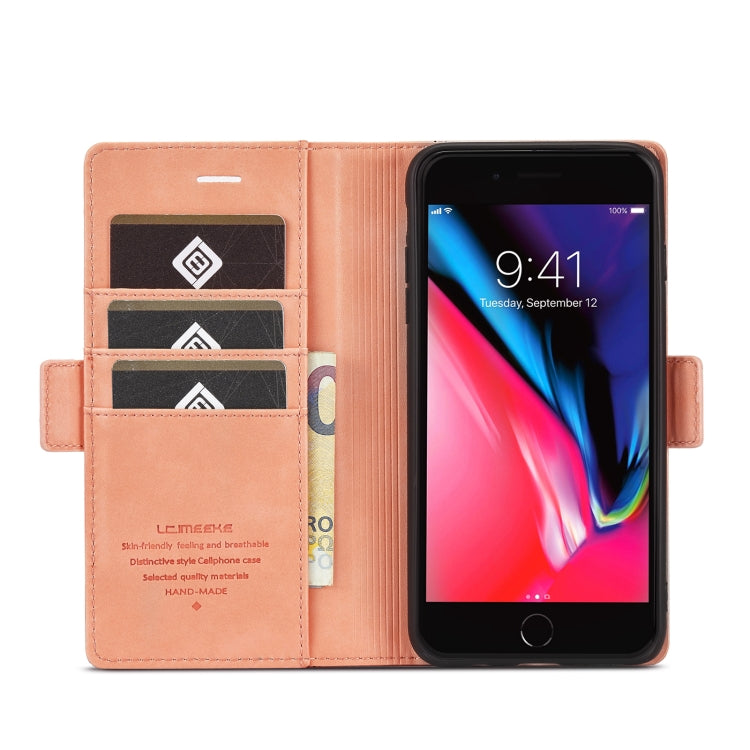 LC.IMEEKE Magnetic Buckle PU + TPU Horizontal Flip Leather Case with Holder & Card Slots & Wallet For iPhone 8 Plus & 7 Plus(Rose Gold) - HoMEdemic™ 