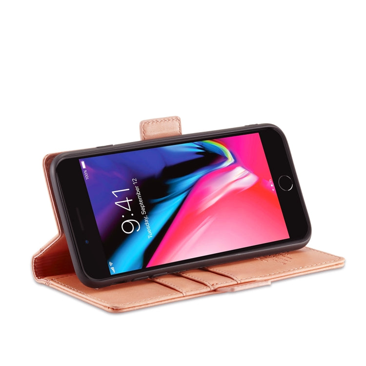 LC.IMEEKE Magnetic Buckle PU + TPU Horizontal Flip Leather Case with Holder & Card Slots & Wallet For iPhone 8 Plus & 7 Plus(Rose Gold) - HoMEdemic™ 