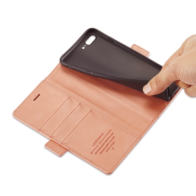 LC.IMEEKE Magnetic Buckle PU + TPU Horizontal Flip Leather Case with Holder & Card Slots & Wallet For iPhone 8 Plus & 7 Plus(Rose Gold) - HoMEdemic™ 