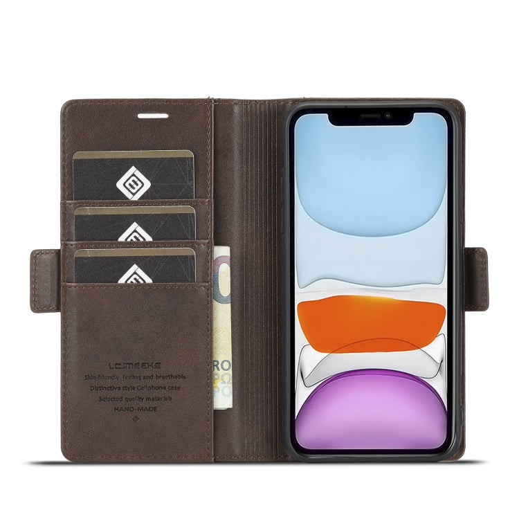 LC.IMEEKE Magnetic Buckle PU + TPU Horizontal Flip Leather Case with Holder & Card Slots & Wallet For iPhone 11 Pro Max(Coffee) - HoMEdemic™ 