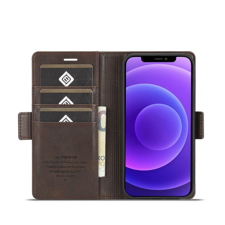 For iPhone 12 Pro Max LC.IMEEKE Magnetic Buckle PU + TPU Horizontal Flip Leather Case with Holder & Card Slots & Wallet(Coffee) - HoMEdemic™ 