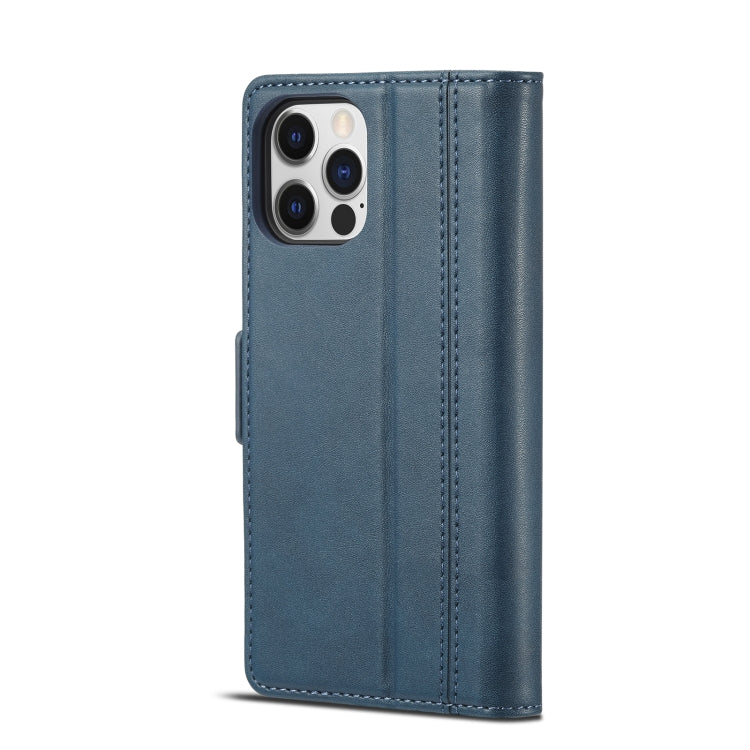 For iPhone 12 Pro Max LC.IMEEKE Magnetic Buckle PU + TPU Horizontal Flip Leather Case with Holder & Card Slots & Wallet(Blue) - HoMEdemic™ 