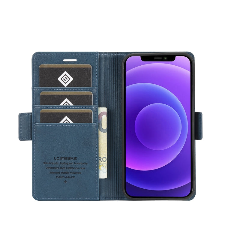 For iPhone 12 Pro Max LC.IMEEKE Magnetic Buckle PU + TPU Horizontal Flip Leather Case with Holder & Card Slots & Wallet(Blue) - HoMEdemic™ 