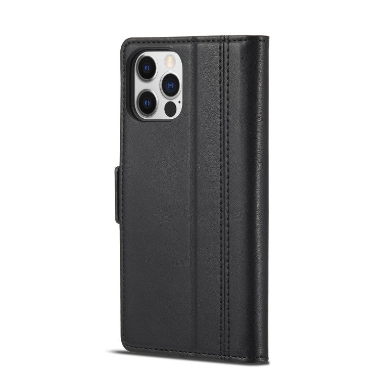For iPhone 12 / 12 Pro LC.IMEEKE Magnetic Buckle PU + TPU Horizontal Flip Leather Case with Holder & Card Slots & Wallet(Black) - HoMEdemic™ 