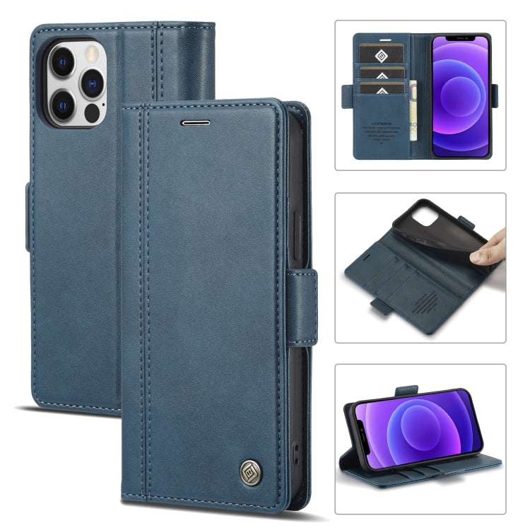 For iPhone 12 / 12 Pro LC.IMEEKE Magnetic Buckle PU + TPU Horizontal Flip Leather Case with Holder & Card Slots & Wallet(Blue) - HoMEdemic™ 