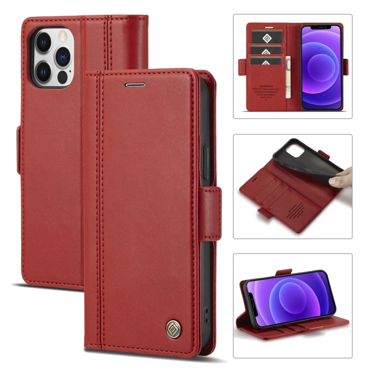 For iPhone 12 / 12 Pro LC.IMEEKE Magnetic Buckle PU + TPU Horizontal Flip Leather Case with Holder & Card Slots & Wallet(Red) - HoMEdemic™ 