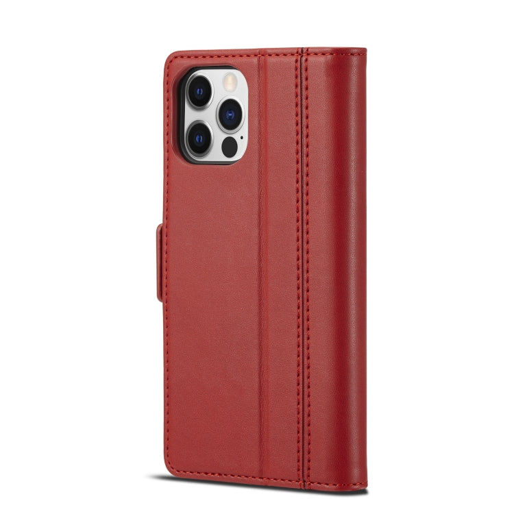 For iPhone 12 / 12 Pro LC.IMEEKE Magnetic Buckle PU + TPU Horizontal Flip Leather Case with Holder & Card Slots & Wallet(Red) - HoMEdemic™ 