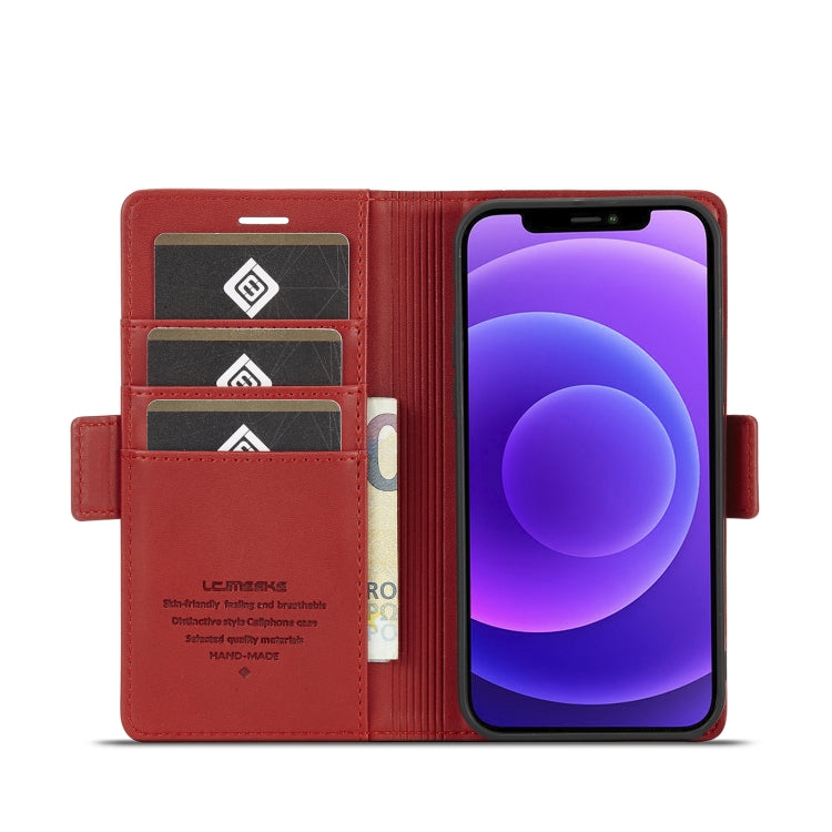 For iPhone 12 / 12 Pro LC.IMEEKE Magnetic Buckle PU + TPU Horizontal Flip Leather Case with Holder & Card Slots & Wallet(Red) - HoMEdemic™ 