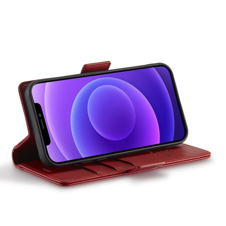 For iPhone 12 / 12 Pro LC.IMEEKE Magnetic Buckle PU + TPU Horizontal Flip Leather Case with Holder & Card Slots & Wallet(Red) - HoMEdemic™ 