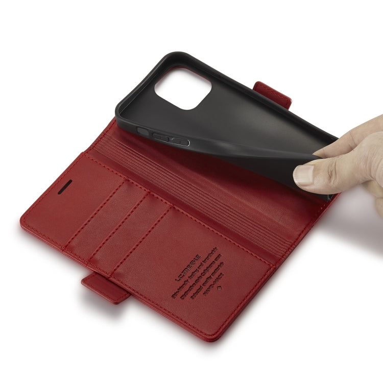 For iPhone 12 / 12 Pro LC.IMEEKE Magnetic Buckle PU + TPU Horizontal Flip Leather Case with Holder & Card Slots & Wallet(Red) - HoMEdemic™ 