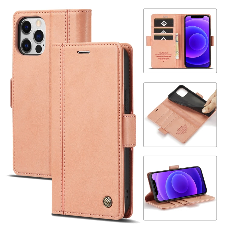 For iPhone 12 / 12 Pro LC.IMEEKE Magnetic Buckle PU + TPU Horizontal Flip Leather Case with Holder & Card Slots & Wallet(Rose Gold) - HoMEdemic™ 