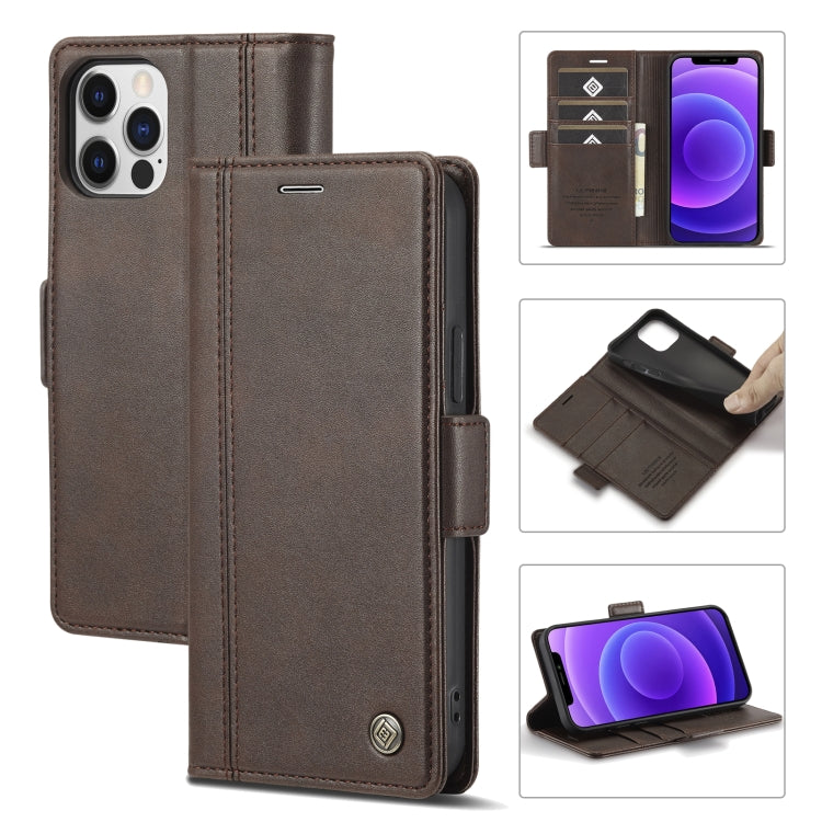 For iPhone 12 mini LC.IMEEKE Magnetic Buckle PU + TPU Horizontal Flip Leather Case with Holder & Card Slots & Wallet (Coffee) - HoMEdemic™ 