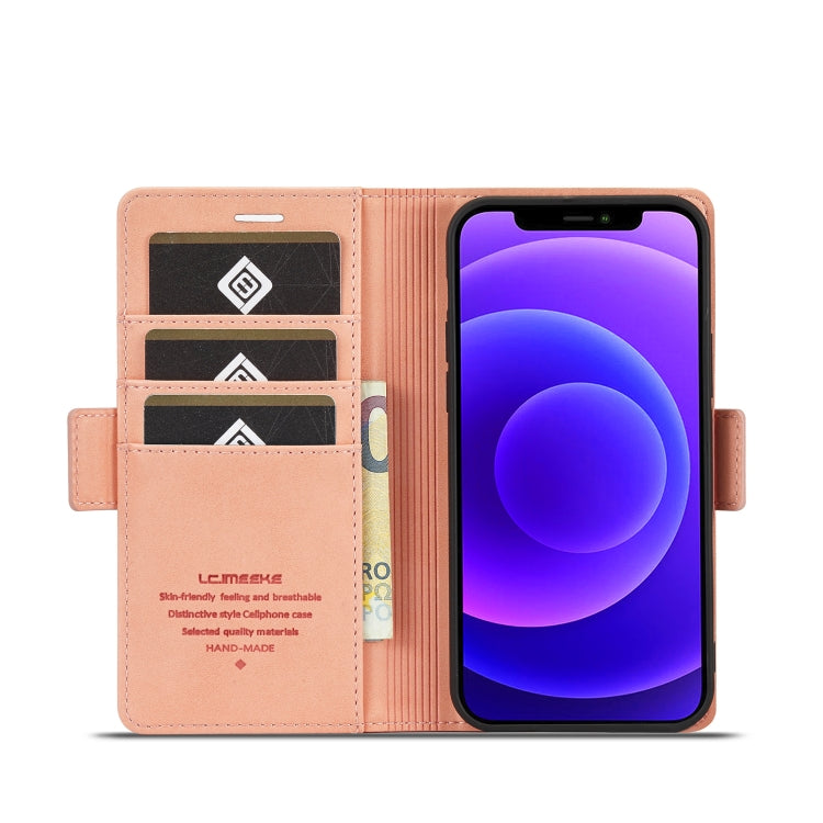 For iPhone 12 mini LC.IMEEKE Magnetic Buckle PU + TPU Horizontal Flip Leather Case with Holder & Card Slots & Wallet (Rose Gold) - HoMEdemic™ 