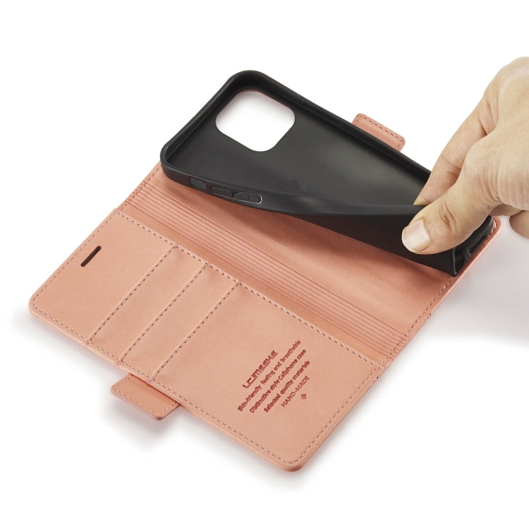 For iPhone 12 mini LC.IMEEKE Magnetic Buckle PU + TPU Horizontal Flip Leather Case with Holder & Card Slots & Wallet (Rose Gold) - HoMEdemic™ 