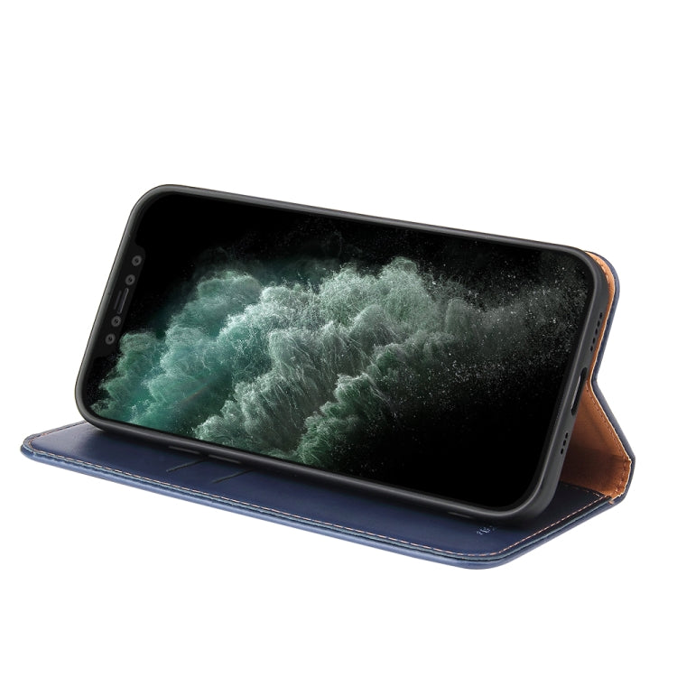 For iPhone 13 mini Fierre Shann PU Leather Texture Horizontal Flip Leather Case with Holder & Card Slots & Wallet (Blue) - HoMEdemic™ 