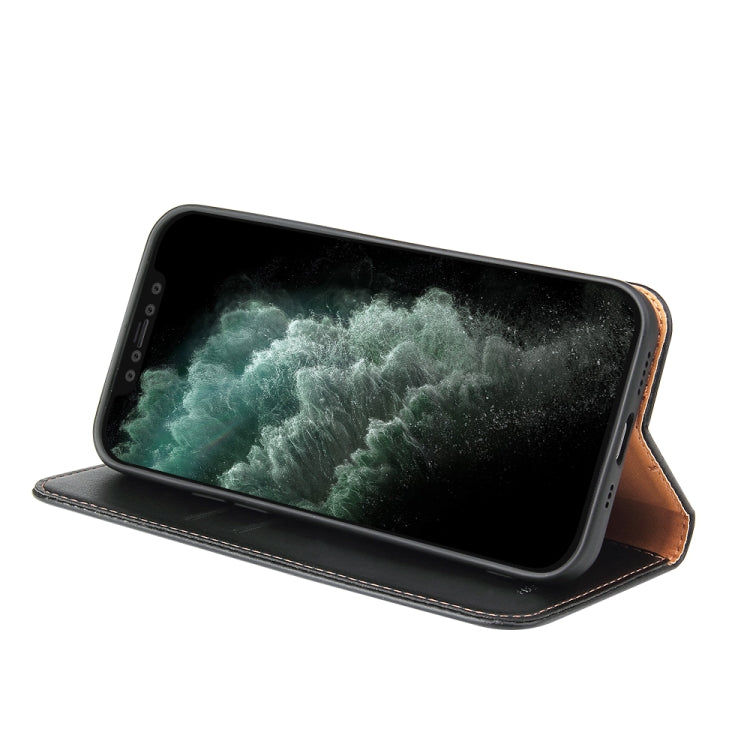 For iPhone 13 Fierre Shann PU Leather Texture Horizontal Flip Leather Case with Holder & Card Slots & Wallet(Black) - HoMEdemic™ 
